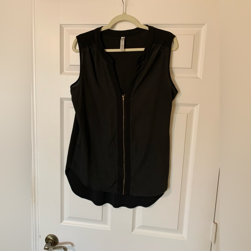 Perseption Concept Black Zip-Front Sleeveless Blo… - image 5